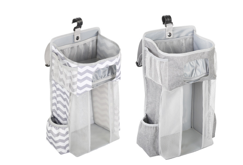 Attachable baby bed storage bags